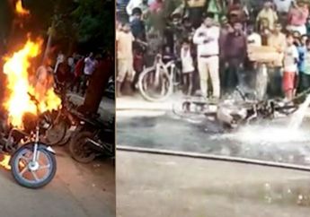 Tak Terima Ditilang Lantaran Mengemudi saat Mabuk, Pria Ini Nekat Bakar Motornya Sendiri di Depan Polisi!
