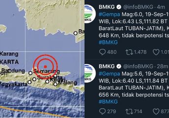 Gempa Guncang Barat Laut Tuban Selama Dua Kali, Tagar Gempa Jadi Trending Topic di Twitter!
