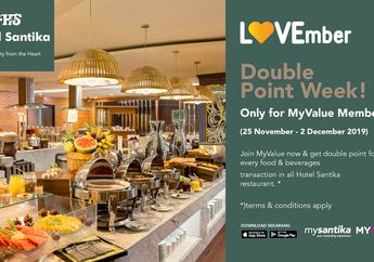 Promo 'Lovember' Hadir! Nikmati Diskon F&B Hingga 50% dan Double Point MyValue di Seluruh Unit Hotel Santika 