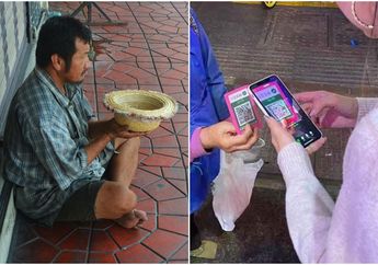 Tak Kalah Canggih, Pengemis ini Telusuri Jalanan Sambil Meminta-minta Pakai Scan Barcode Smartphone!