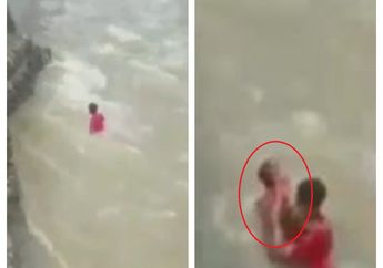 Bak Film Pahlawan, Babinsa ini Nekat Nyemplung Sungai Berarus Deras Demi Selamatkan Balita yang Terseret Arus, Netizen: Saya Bangga dengan Keberanianmu Pak!