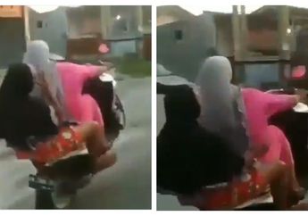Viral Video Emak-emak Santai Naik Matik Sambil Wheelie, Netizen: Ginih Nih Kalau Lulusan Universitas Racing Indonesia!