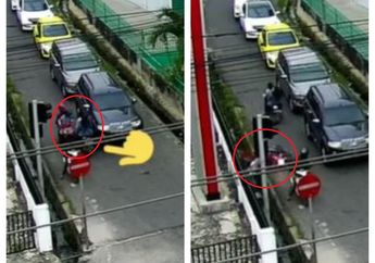 Viral Video Pengendara Motor Nekat Lawan Arus Hingga Buat Pengendara Lain jatuh, Netizen: Udah Ada Rambu Strip Merah Masih Juga Bebal!