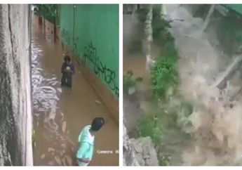 Detik-Detik Dua Warga Lolos Dari Maut Lantaran Tembok Roboh Tergerus Arus Banjir dan Curah Hujan Tinggi