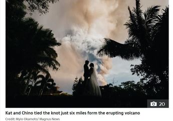 Meski Gunung Taal Erupsi, Tak Melunturkan Niat Sepasang Pengantin Ini untuk Melangsungkan Pernikahan! Intip Foto-fotonya yang Malah Memikat Setiap Mata Memandang