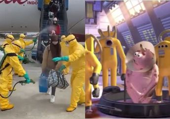Turun dari Pesawat, 245 WNI dari Wuhan Langsung Disemprot Desinfektan, Netizen: Udah Kayak di Monster Inc.