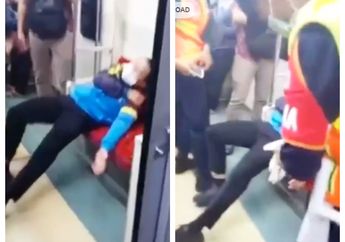 Viral Video Seorang Penumpang KRL Tiba-tiba Kejang dan Langsung Terduduk Lemas Diduga Corona, Begini Keterangan PT KCI