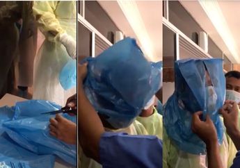 Kehabisan Alat Pelindung Diri, Para Pejuang Garda Depan Melawan Corona Ini Kenakan Kantong Plastik, Videonya Viral di Facebook