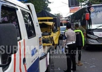 Kebut-kebutan di Jalanan Kota Malang, Sebuah Truk Seruduk 2 Kendaraan, Akibatnya Macet Panjang