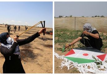 Gigih! Meski Hanya Bermodal Ketapel dan Layang-layang, Pemuda Palestina Berhasil Jatuhkan Drone Canggih Israel dan Bikin Wilayah Lawan Kebakaran