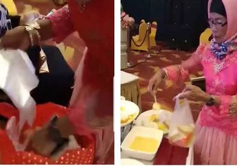 Nekat Bawa Kantong Kresek Saat Kondangan, Emak-emak yang Urat Malunya Sudah Putus Langsung 'Rampok' Hidangan Sisa di Resepsi, Begini Video Penampakannya...