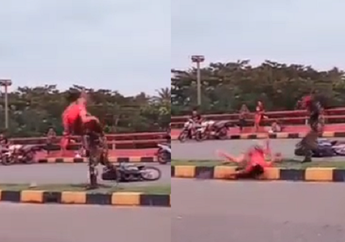 Viral Video TNI Smackdown Remaja yang Balapan Liar di Jalan Umum dan Menabraknya, Punggung Sang Bocah Sampai Terpental ke Trotoar 
