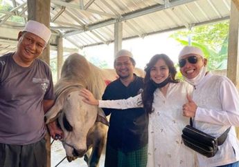 Usap-usap Kepala Sapinya Sebelum Dijagal, Ayu Ting Ting Sempat Berikan Nama Buat Hewan Kurbannya