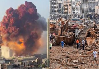 Mengerikan! Begini Video Detik-detik Ledakan yang Menghancurkan Ibu Kota Lebanon, Gedung Hancur Lebur Dipenuhi Kepulan Asap Hingga Mobil Terbalik