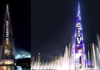Taehyung BTS Jadi Idol Pertama yang Lakukan Iklan Individual di Gedung Burj Khalifa, Berkat Kado dari Fanbase Cina untuk Ulang Tahunnya