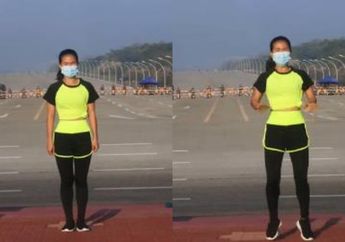 Diiringi Lagu Ampun Bang Jago, Wanita Ini Santai Senam Aerobik di Tengah Kudeta Militer Myanmar
