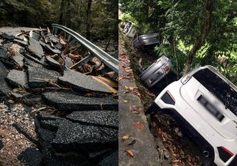 Jalan Menuju Rumah Pengantin Pria Tiba-tiba Runtuh, 4 Mobil Rombongan Pengantin Terguling, Begini Kronologinya!
