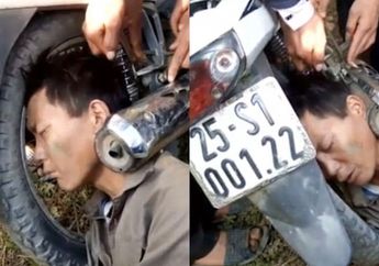 Aneh Banget! Kepala Pria Ini Nyangkut di Knalpot Sepeda Motornya, Warga Menduga Akibat Mabuk