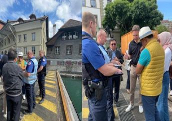 Pilu! Bertemu di Pinggir Sungai Aare, Ridwan Kamil Peluk Warga Swiss yang Selamatkan Adik Emmeril Kahn saat Arus Mulai Deras, Begini Potretnya