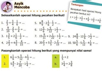 Soal dan Kunci Jawaban Matematika Kelas 5, Cara Hitung Penjumlahan dan Pengurangan Bilangan Pecahan Campuran!