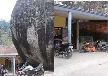 Viral Rumah Terhimpit Batu Raksasa, Pemilik Malah Santai Tetap Buka Warung dan Bengkel di Terasnya