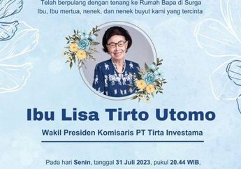 INNALILLAHI, Istri Pendiri Aqua Meninggal Dunia di Usia 88 Tahun, Begini Sosok Lisa Tirto Utomo Semasa Hidup