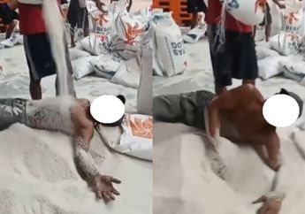 Viral, Kelakuan Pria yang Tiduran Tanpa Pakaian di Atas Beras Bulog Tuai Kecaman