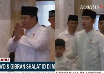 Momen Prabowo dan Gibran Salat Idul Fitri di Istiqlal, Masing-masing Ditemani Putranya