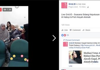 Live Facebook Grid.ID dari Sidang kasus perceraian ustaz Al Habsyi dan Putri Aisyah Aminah.