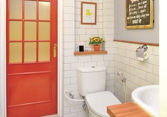 Terangnya Paduan Orange Putih, Bikin Kamar Mandimu Kaya Gini