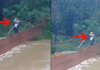 VIDEO: Ayah Nekat Mengantar Anaknya Menyeberang Sungai Melewati Jembatan yang Rusak, Rupanya Demi Tujuan Ini