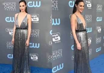 Hanya dengan Balutan Gaun Metalik, Gal Gadot Begitu Memesona Tanpa Makeup yang Berlebihan