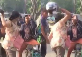 Terjepit Karena Nyalip dari Sisi Kiri, Emak-emak Malah Marah dan Hantam Pengemudi Bentor Pakai Helm