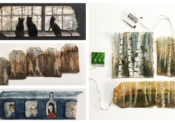 Skill Tingkat Dewa! Seniman Tuangkan Kisah Hariannya Dalam Bentuk Lukisan di Atas Kantung Teh Bekas