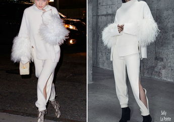 Tampilan Cantik Gigi Hadid Terbaru di Musim Dingin dengan Atasan Fur Nuansa Putih Ivory 