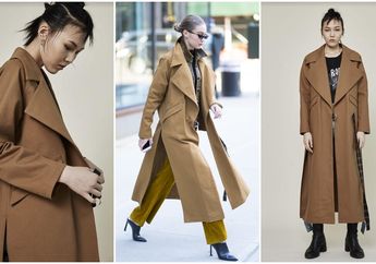 Modisnya Gaya Fashion Gigi Hadid dengan Outer Long Coat Warna Karamel