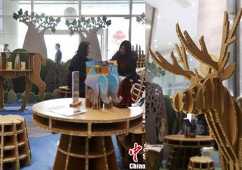 Sebuah Kafe di Cina Furniturnya Terbuat dari Kardus, Unik Banget!