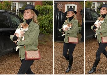 Jalan Santai dengan Anjing Peliharaan, Gaya Fashion Supermodel Legendaris Kate Moss Stylish banget!