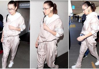 Jadi Sorotan, Gaya Airport Fashion Bella Hadid dengan Busana Parasut dan Sneakers