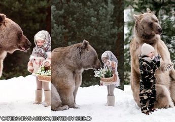 Bukan Kartun Masha and The Bear, Beruang Asli Ini Sangat Ramah dan Mudah Bergaul Dengan Anak-anak