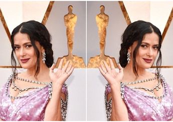 Mirip Princess Disney, Penampilan Salma Hayek dalam Balutan Gaun Ungu di Red Carpet Oscar 2018 Curi Perhatian, Intip yuk!