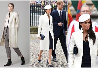 Segera Naik Pelaminan, Meghan Markle Tampil Elegan dengan Luaran Coat Putih Serta Aksesori Mewah