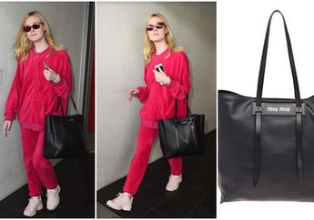 Tiba di Bandara Los Angeles, Gaya Airport Fashion Elle Fanning Mencuri Perhatian dengan Busana Serba Merah