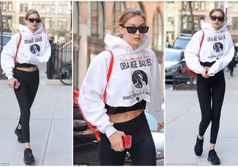 Nggak Selalu Baju Puluhan Juta, Gigi Hadid Buktikan Tetap Terlihat Stylish dengan Jaket Hoodie Cropnya