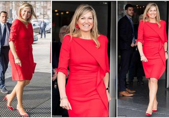 Nggak Kalah Anggun sama Kate Middleton, Gaya Fashion Ratu Maxima dari Belanda dengan Terusan Dress Serba Merah! 