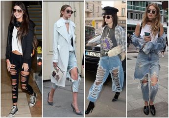 Punya Penghasilan Rp130 Miliar, 2 Supermodel Cantik Seksi Ini Malah Lebih Suka Tampil Acak-acakan dengan Jins &lsquo;Rombeng&rsquo; 