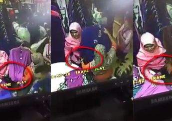 Waspada! Copet Tertangkap Kamera Saat Menjalankan Aksinya Saat Korban Tengah Berbelanja Baju Lebaran