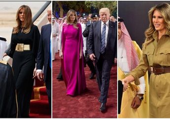 Begini Gaya Busana Ibu Negara Amerika Melania Trump Saat Mengunjungi Saudi Arabia dan Bertemu Raja Salman 
