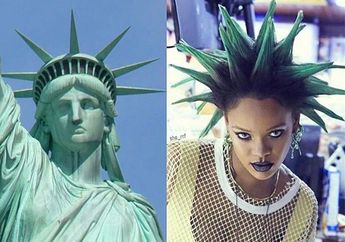 Rihanna Posting Foto Unik, Mirip Patung Liberty?