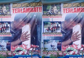 Spanduk Peringatan Pada Orang Tua, Gegara Bapak Ajarin Naik Motor 